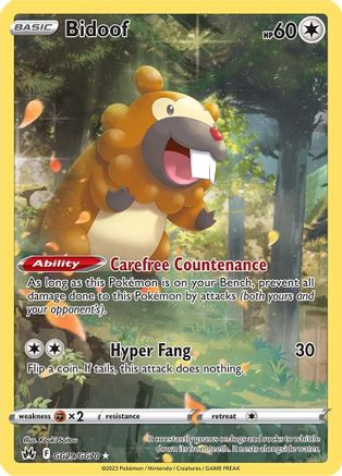 Bidoof GG29/GG70 [Crown Zenith Galarian Gallery]  - Holofoil